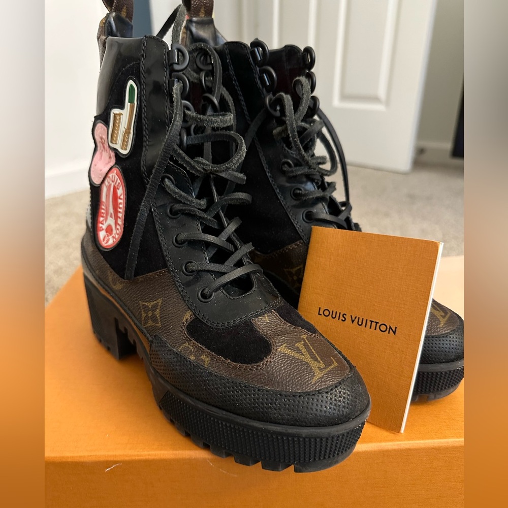 Louis Vuitton Monogram Combat Boots – Black & Brown – Box Included – Authentic